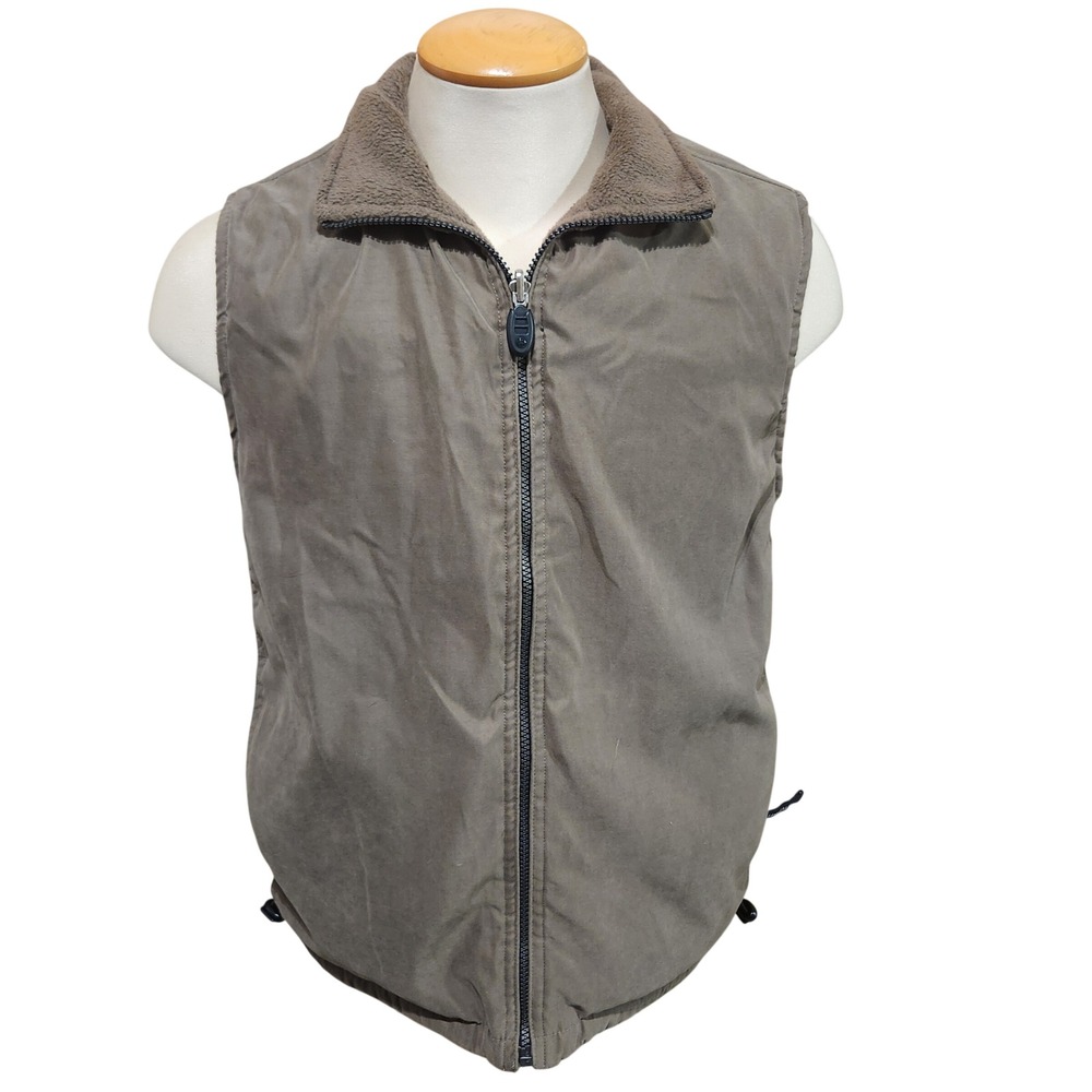 Stormtech Mens Full Zip Fleece‎ Lined Outdoor Vest Olive Brown Earth Tone flaw